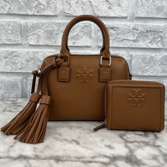 Tory Burch Thea Mini Web Satchel Crossbody & Bifold Wallet In Moose Brown